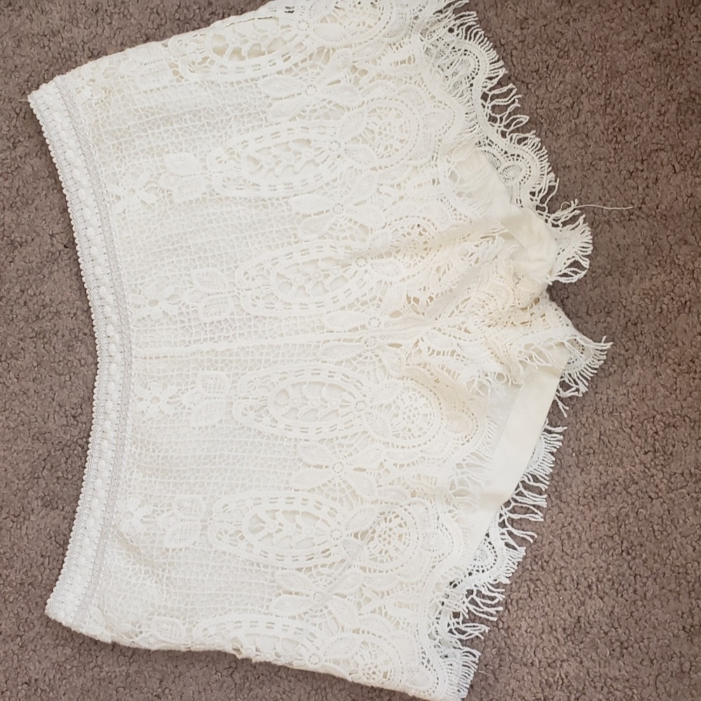 White crochet shorts